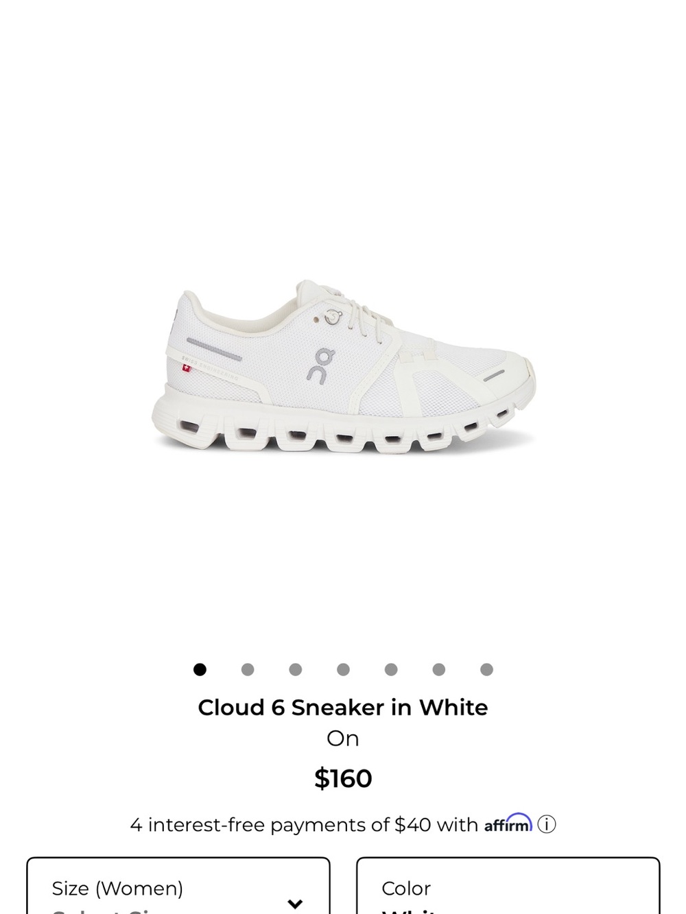 On Running Cloud 6 womans Sneaker in White